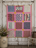 Antique Pink Flying Geese Variation Quilt