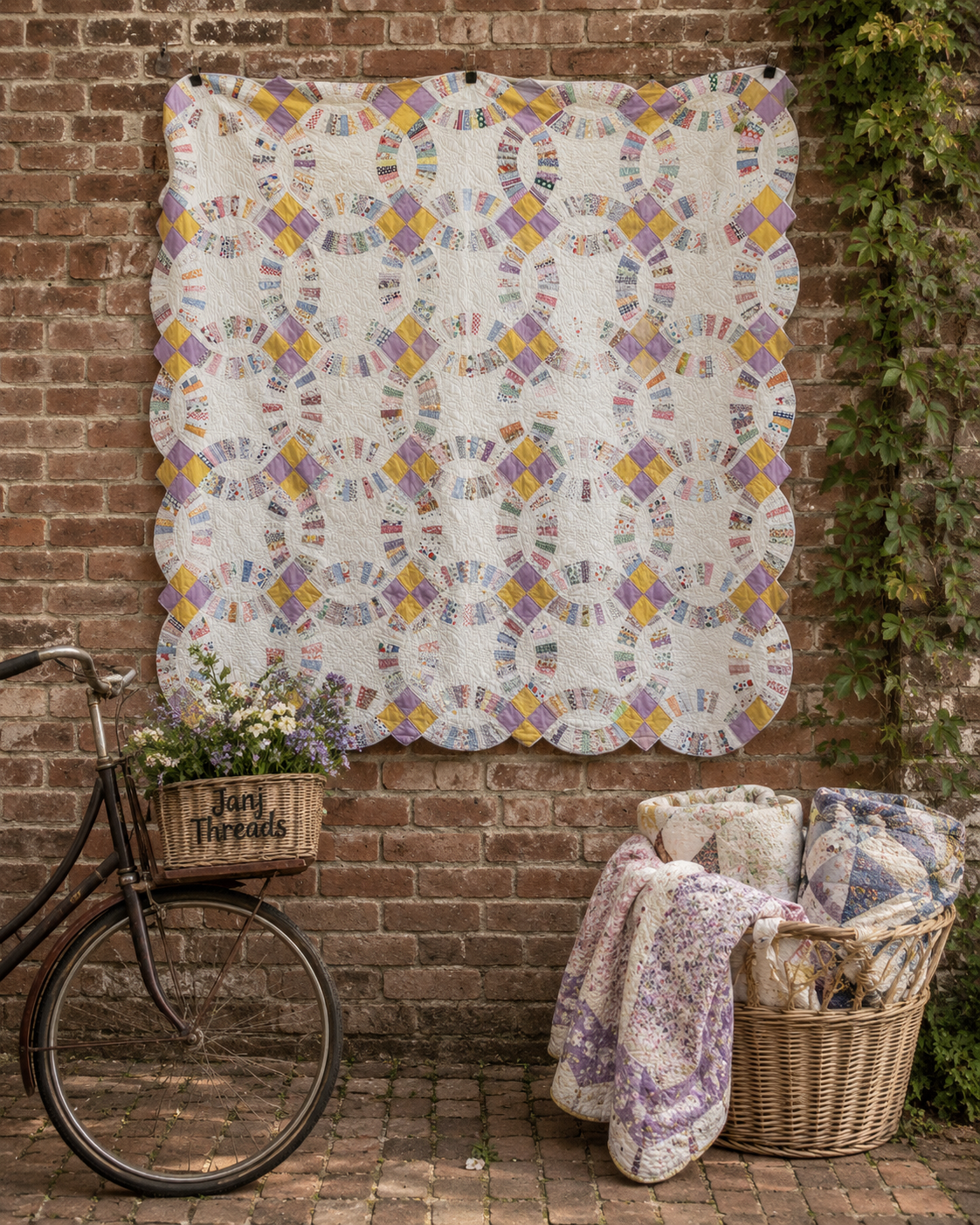 CUTTER - Sweet Pea Double Wedding Ring Quilt - CUTTER