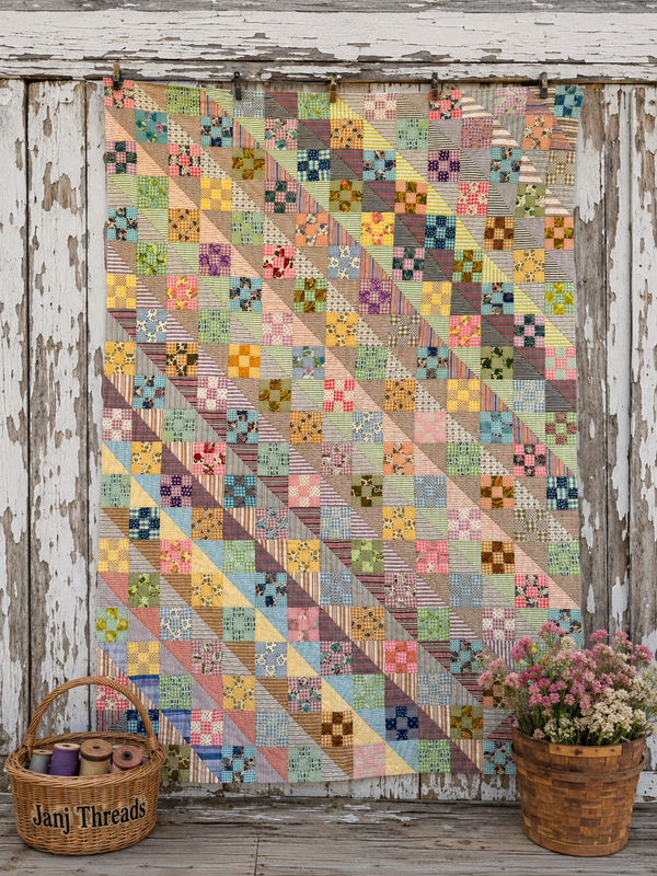 Vintage Quilt Sunshine and Shadows Nine Patch