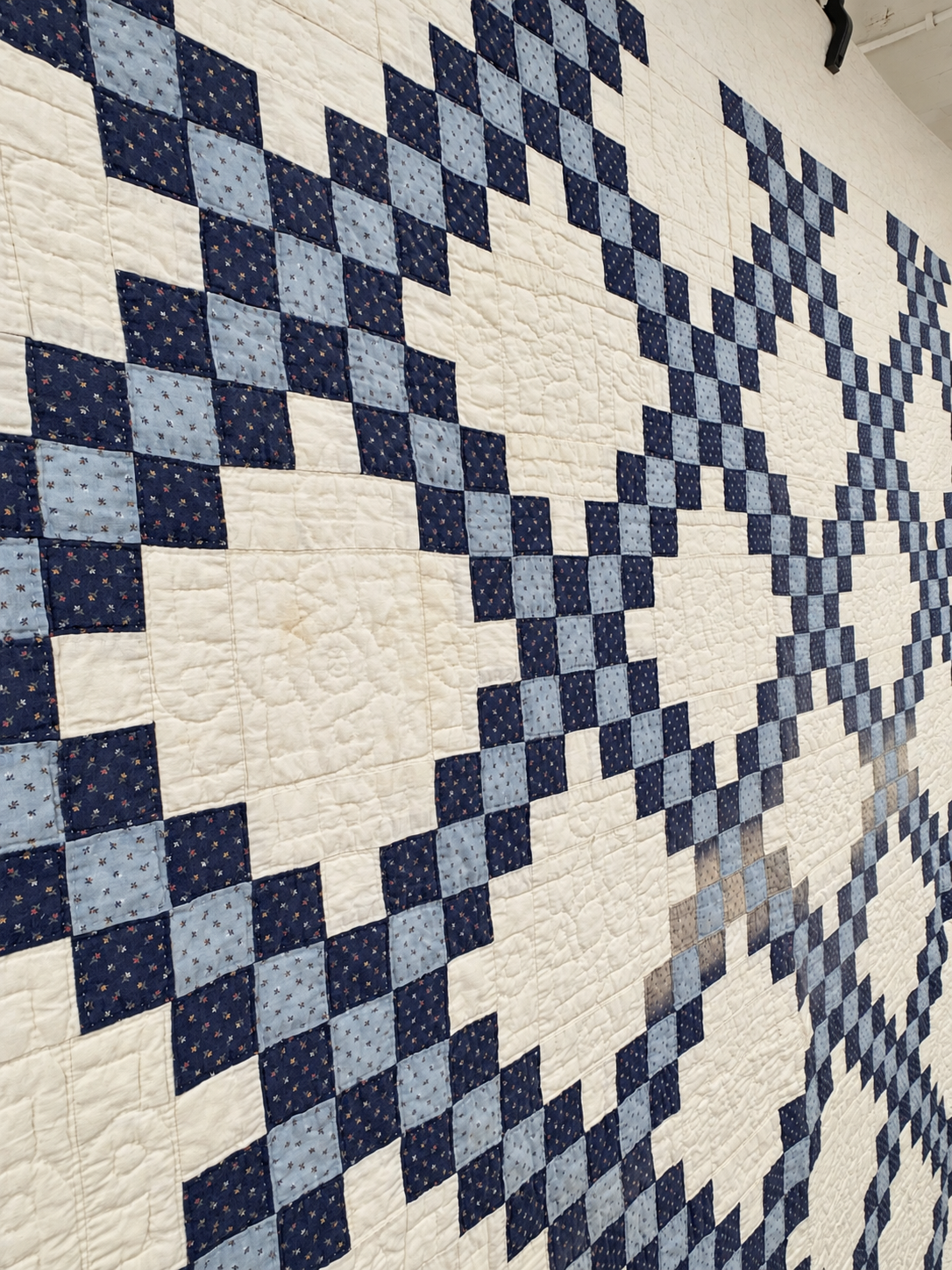 **SOLD Antique Quilt Blue Calico Double Irish Chain SOLD**