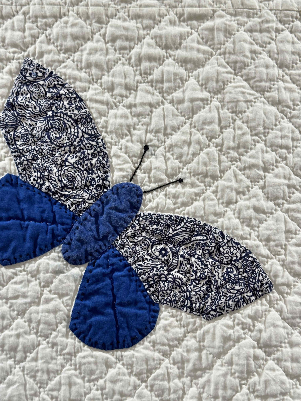 **SOLD Vintage Quilt Butterfly Applique on White  SOLD**