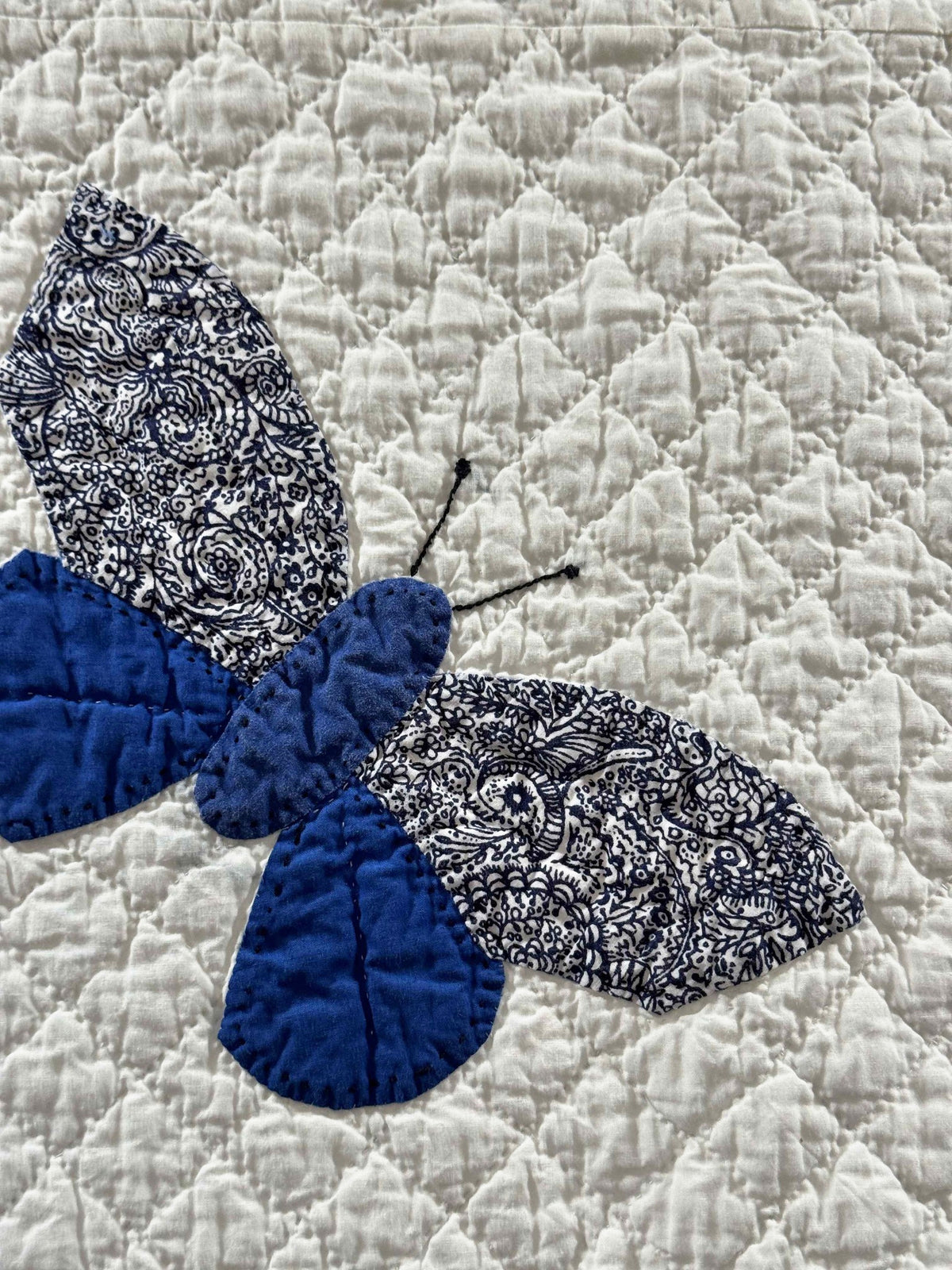 **SOLD Vintage Quilt Butterfly Applique on White  SOLD**
