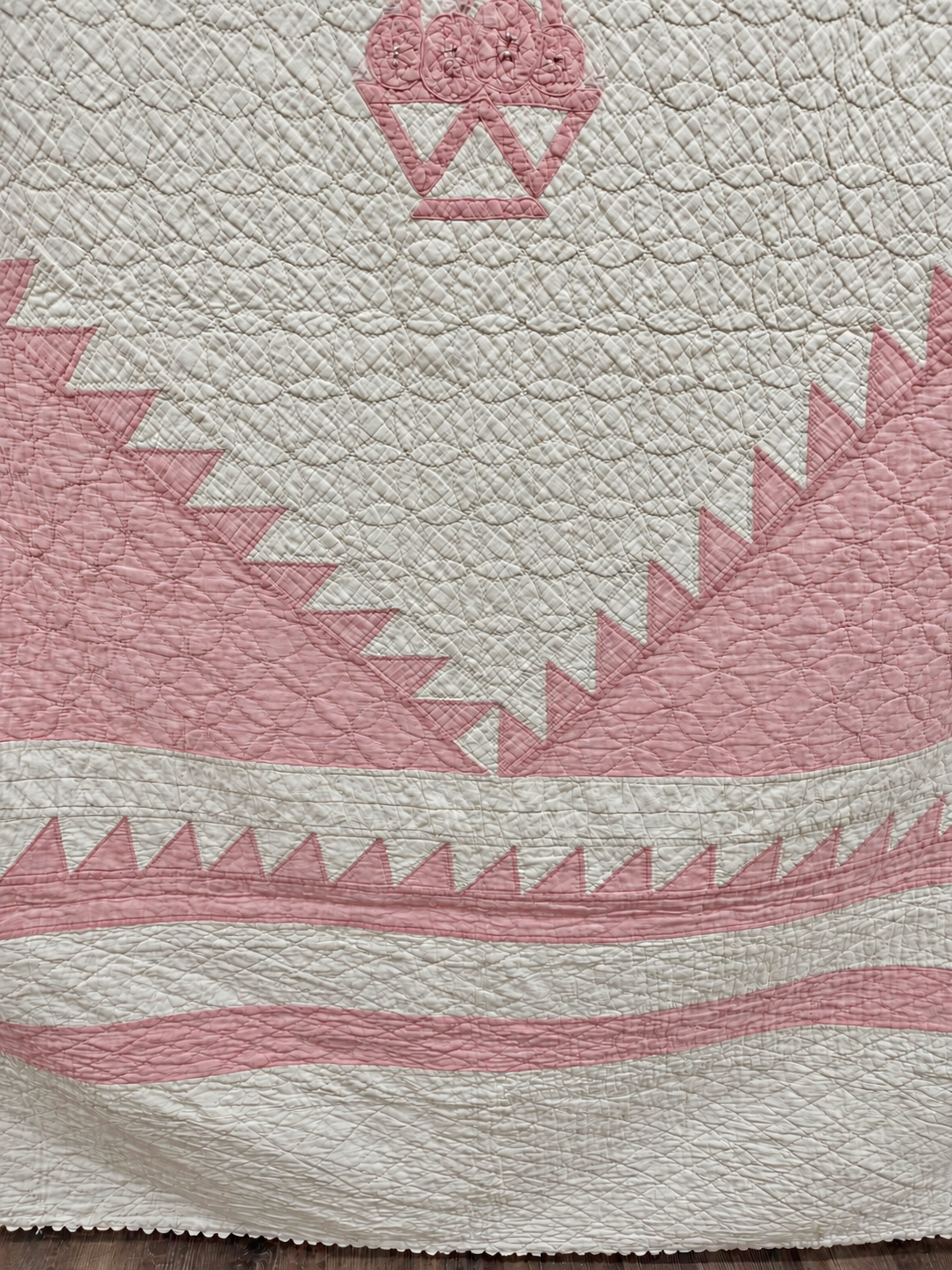 Vintage Quilt Pink Applique Basket