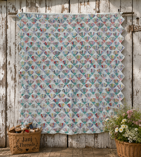 Vintage Quilt Grandmother's Fan Feed Sack