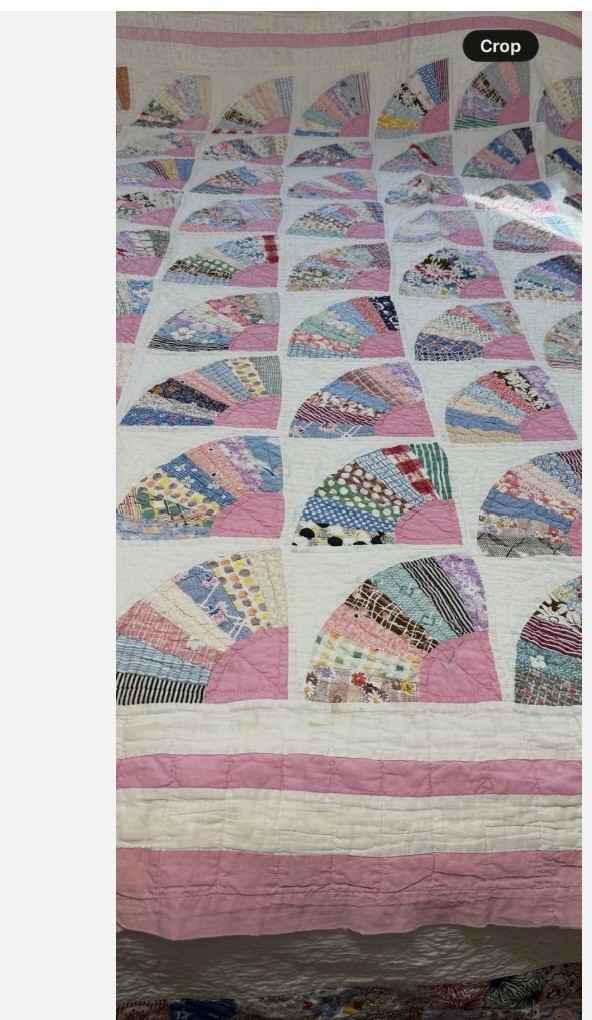 **SOLD** Vintage Grandmother's Fan Pink Feed Sack Quilt **SOLD**