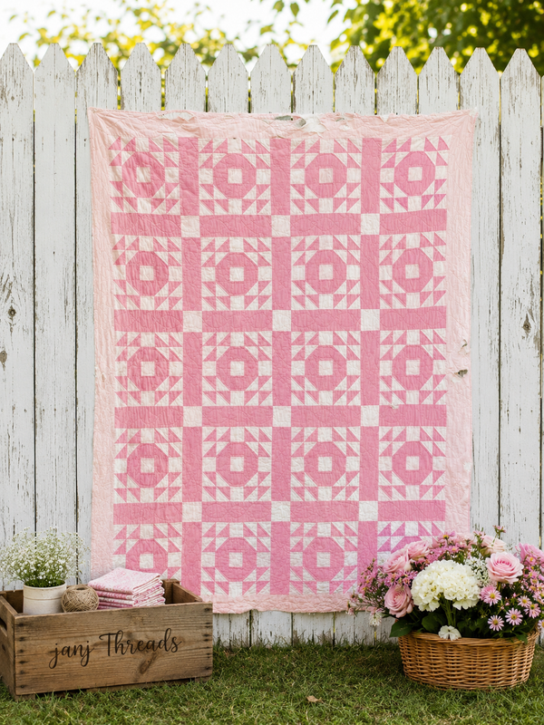 CUTTER - Churn Dash Pink and White - CUTTER **SOLD**