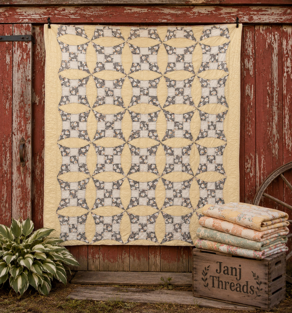 Vintage Quilt Glorified Nine Patch Yellow