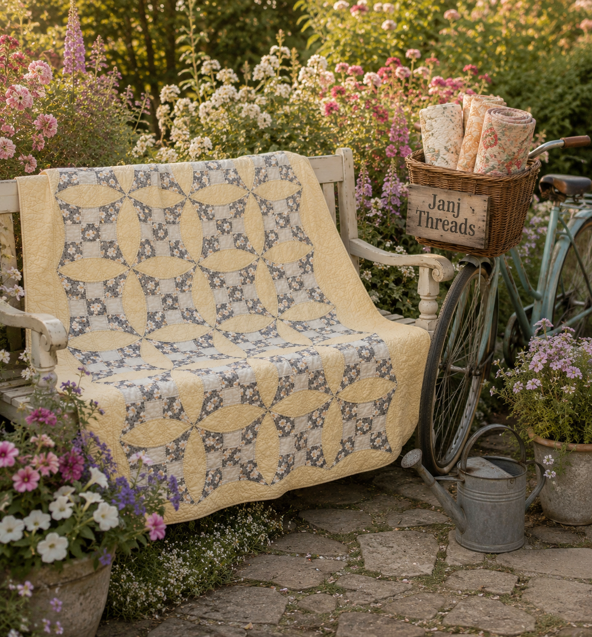 Vintage Quilt Glorified Nine Patch Yellow