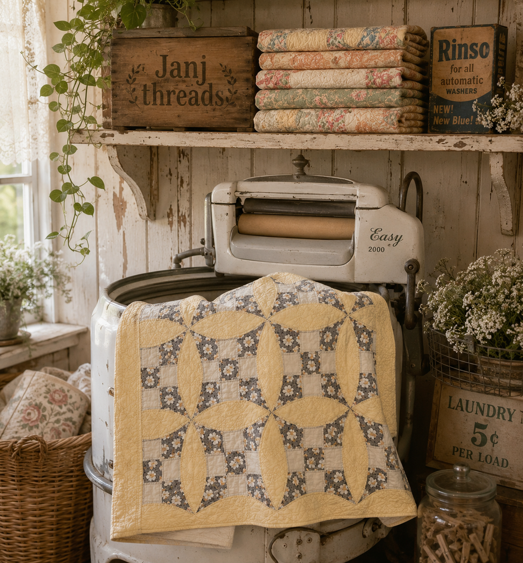 Vintage Quilt Glorified Nine Patch Yellow