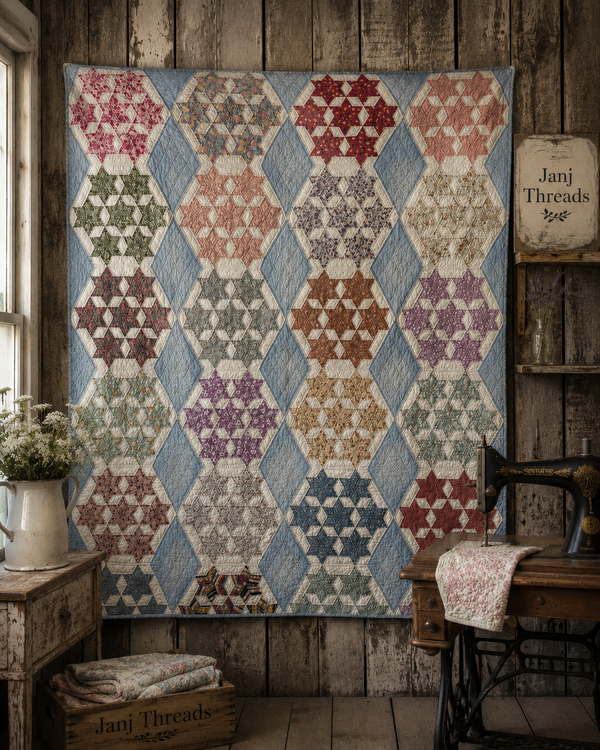 Vintage Blue Seven Sister's Quilt **SOLD**