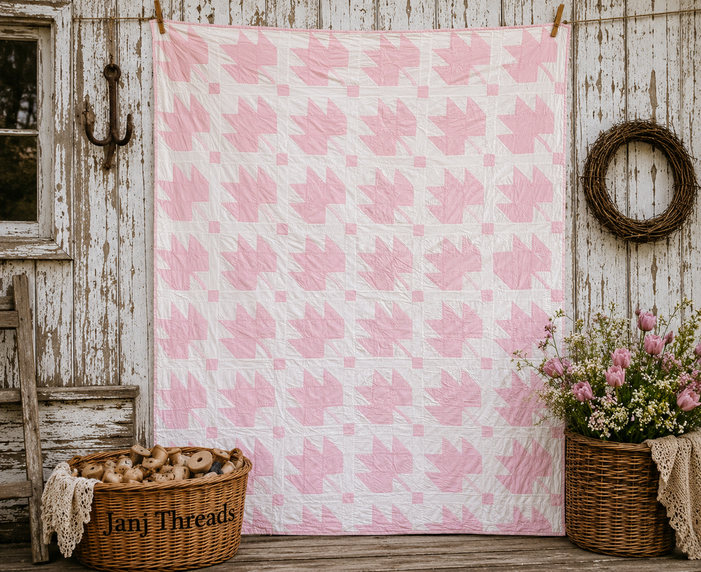 Vintage Quilt Pink Maple Leaf