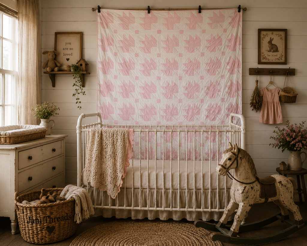 Vintage Quilt Pink Maple Leaf