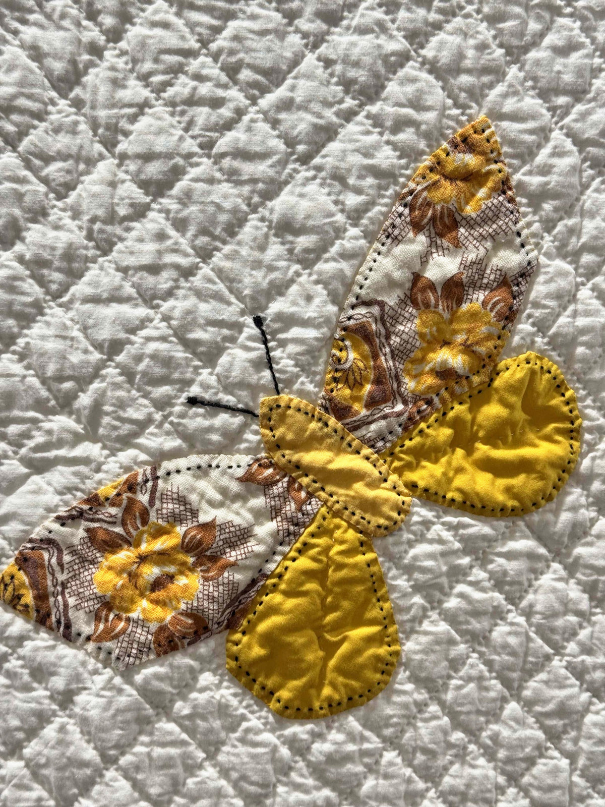 **SOLD Vintage Quilt Butterfly Applique on White  SOLD**