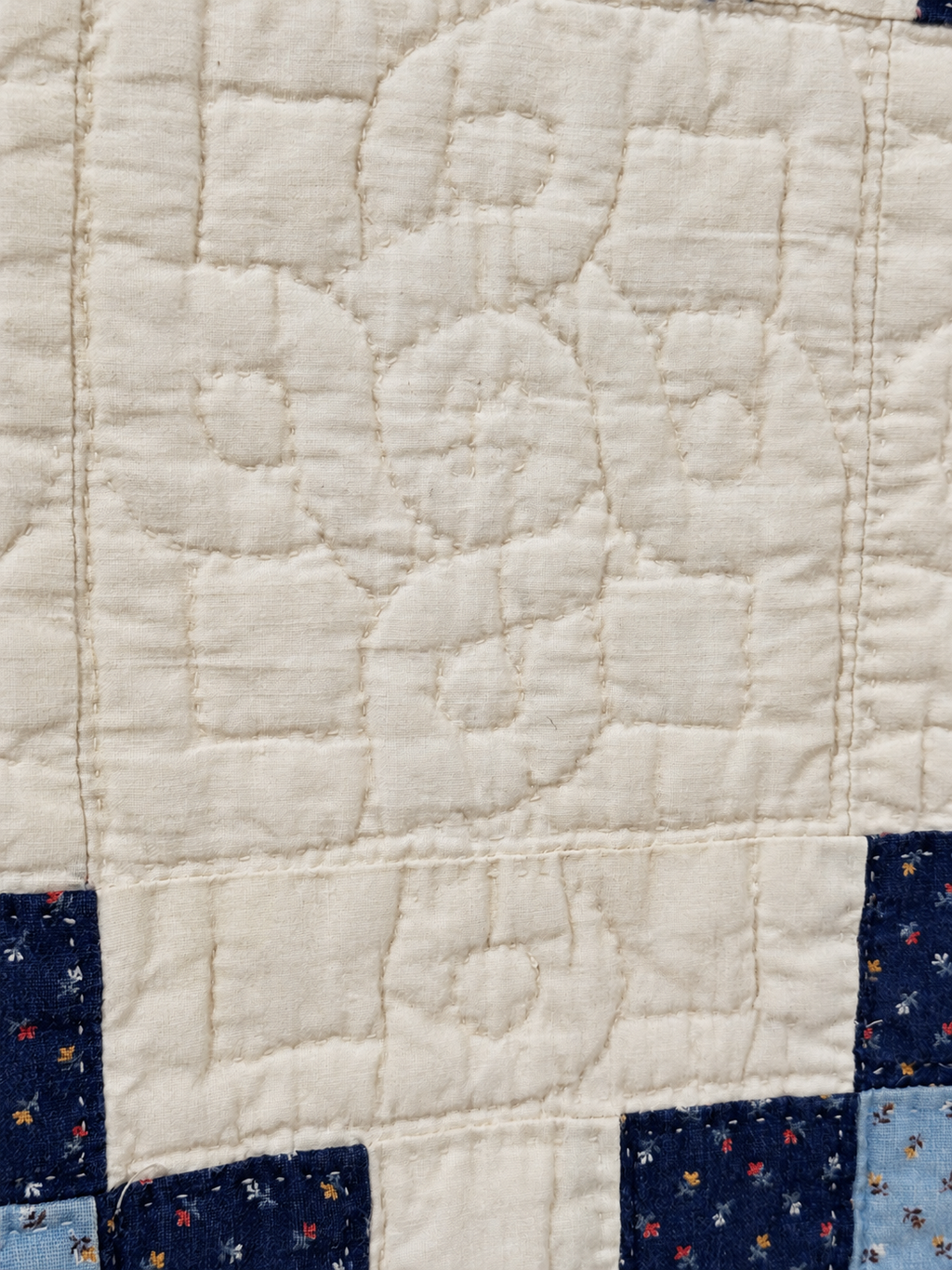 **SOLD Antique Quilt Blue Calico Double Irish Chain SOLD**