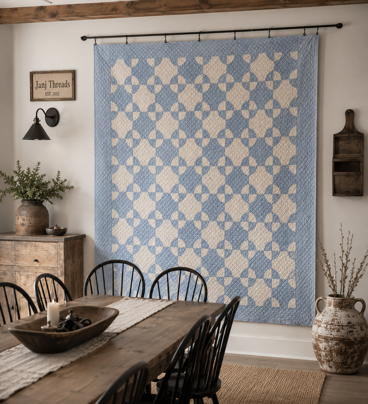 **SOLD** Vintage Old Mill Wheel Quilt **SOLD**