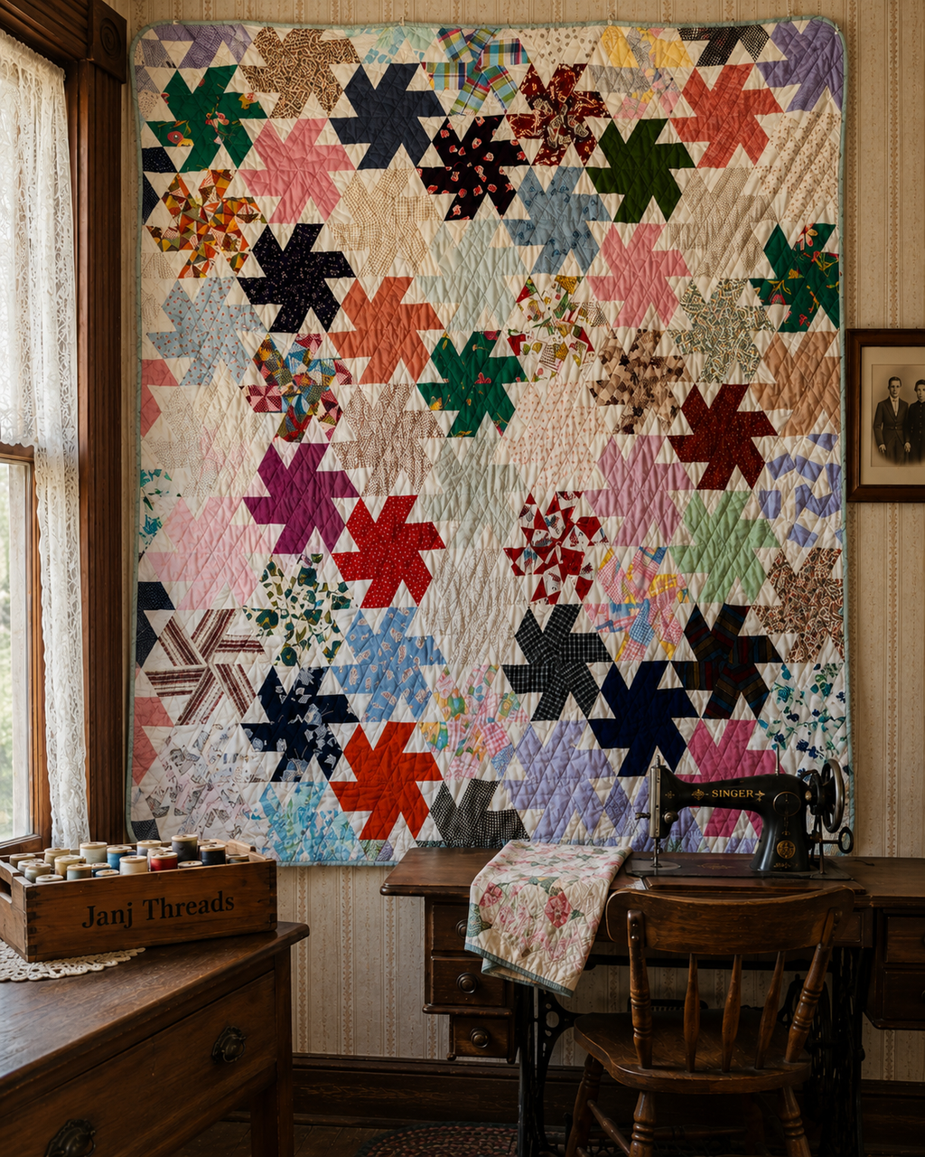 Vintage Pinwheel with Variety of Fabric