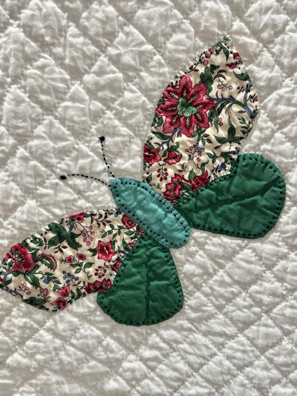 **SOLD Vintage Quilt Butterfly Applique on White  SOLD**