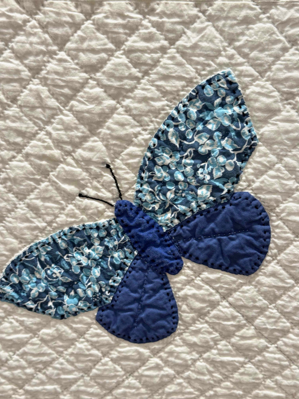 **SOLD Vintage Quilt Butterfly Applique on White  SOLD**