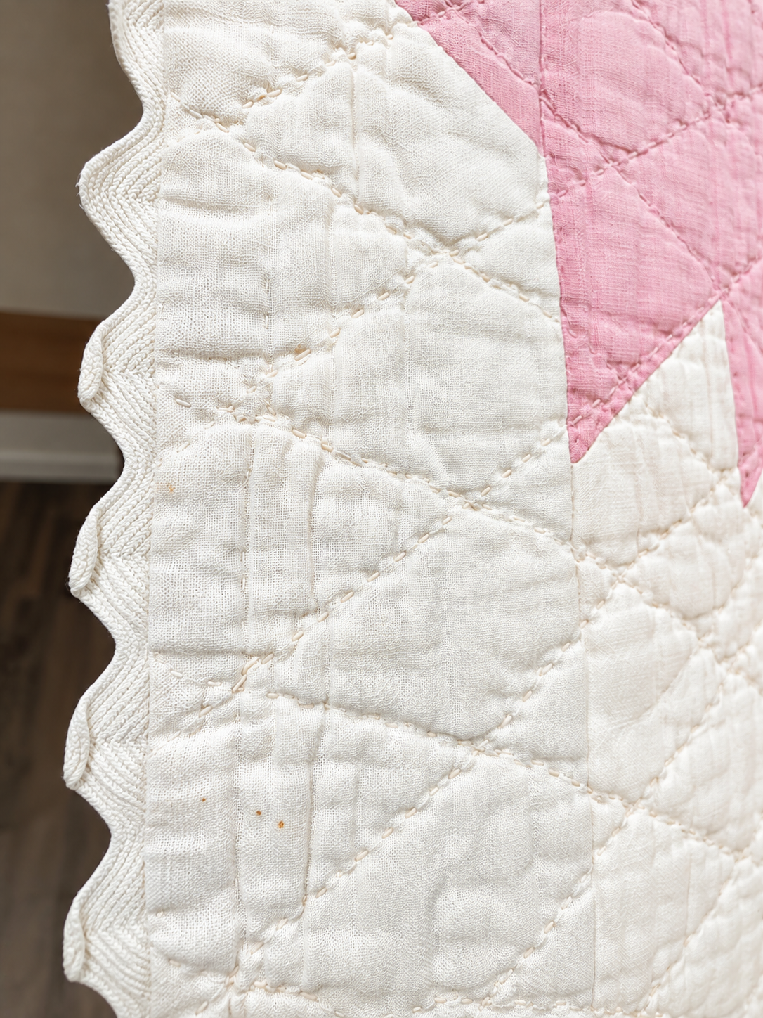 Vintage Quilt Pink Applique Basket