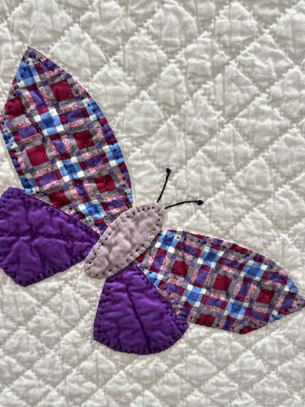 **SOLD Vintage Quilt Butterfly Applique on White  SOLD**