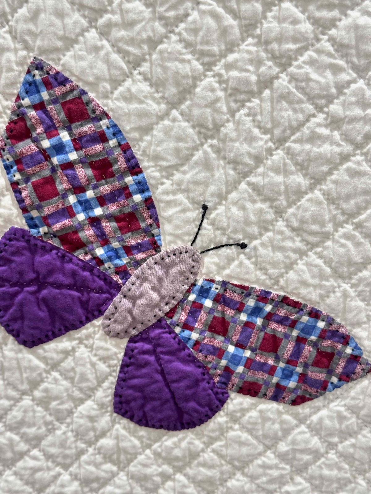 **SOLD Vintage Quilt Butterfly Applique on White  SOLD**