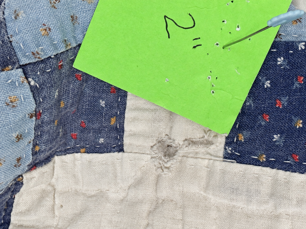 **SOLD Antique Quilt Blue Calico Double Irish Chain SOLD**