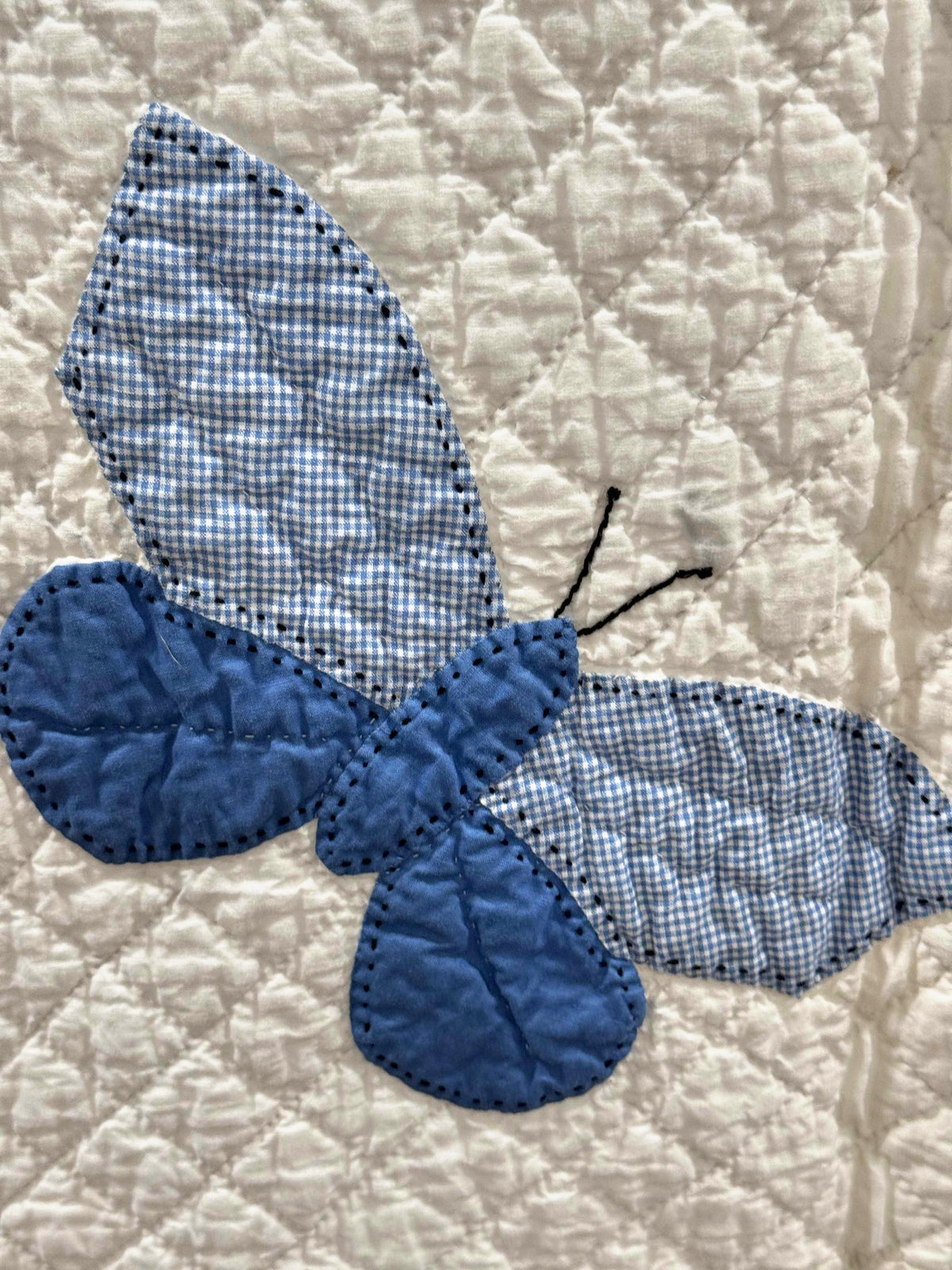 **SOLD Vintage Quilt Butterfly Applique on White  SOLD**