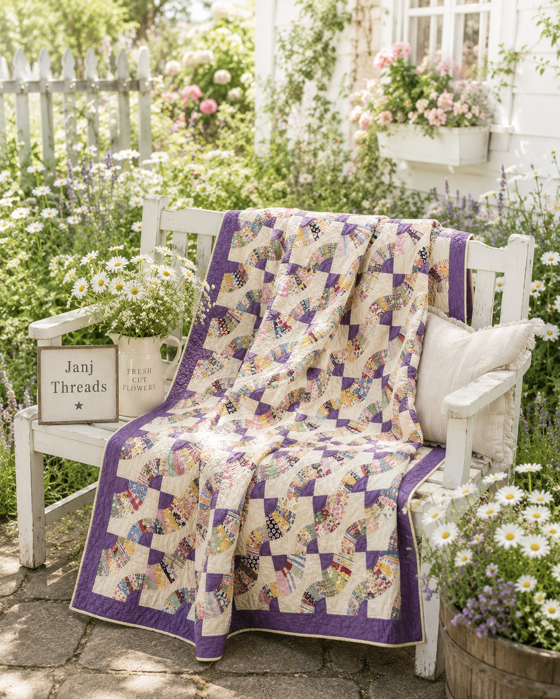 Vintage Quilt Grandmother's Fan Variation