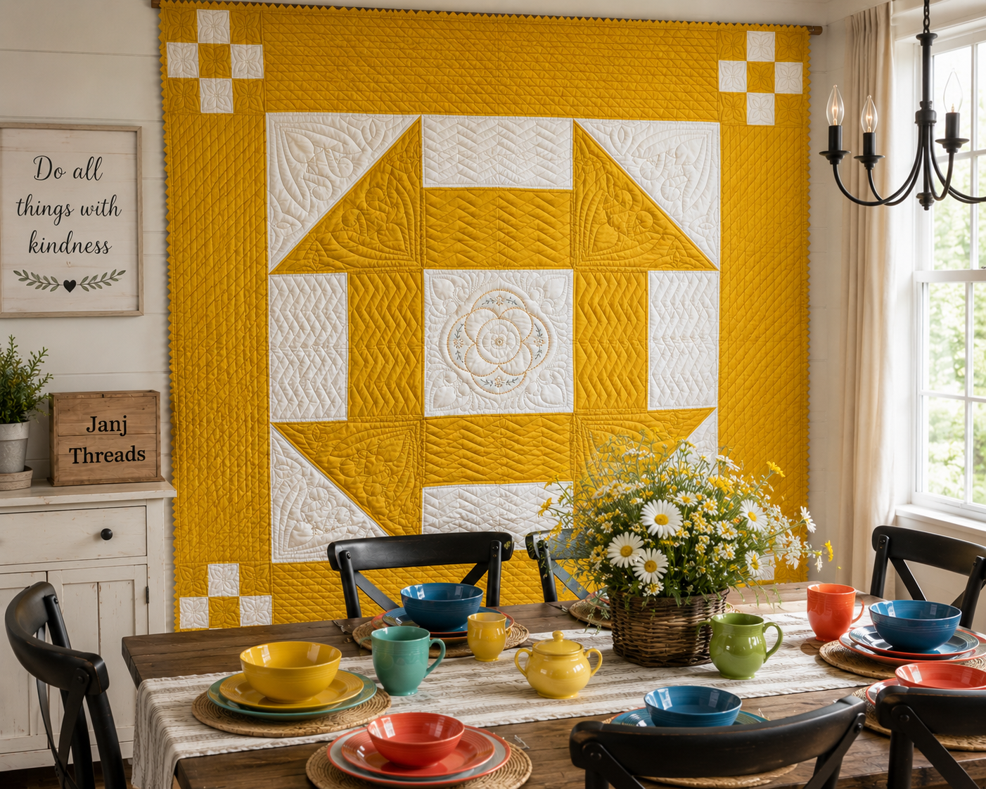 Vintage Shoo Fly Medallion Quilt