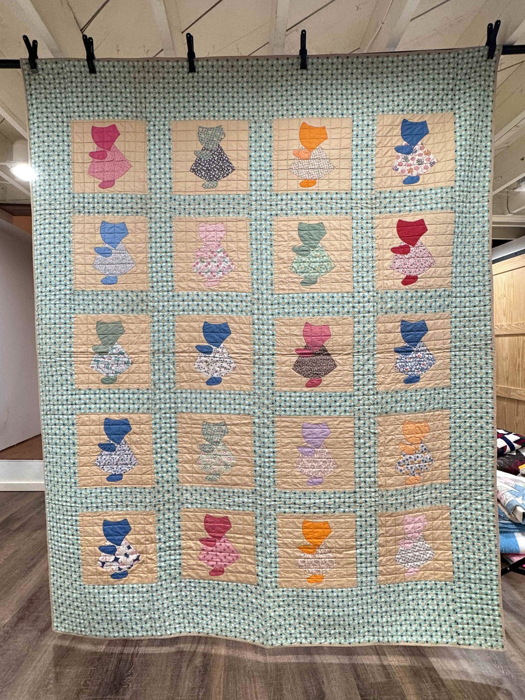 **SOLD Vintage Quilt Sunbonnet Sue with Polka Dots SOLD**