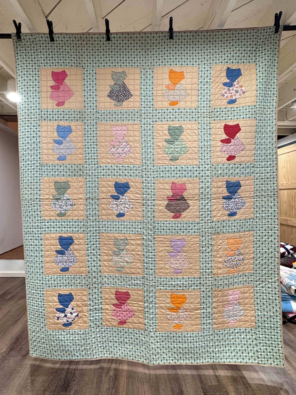 **SOLD Vintage Quilt Sunbonnet Sue with Polka Dots SOLD**