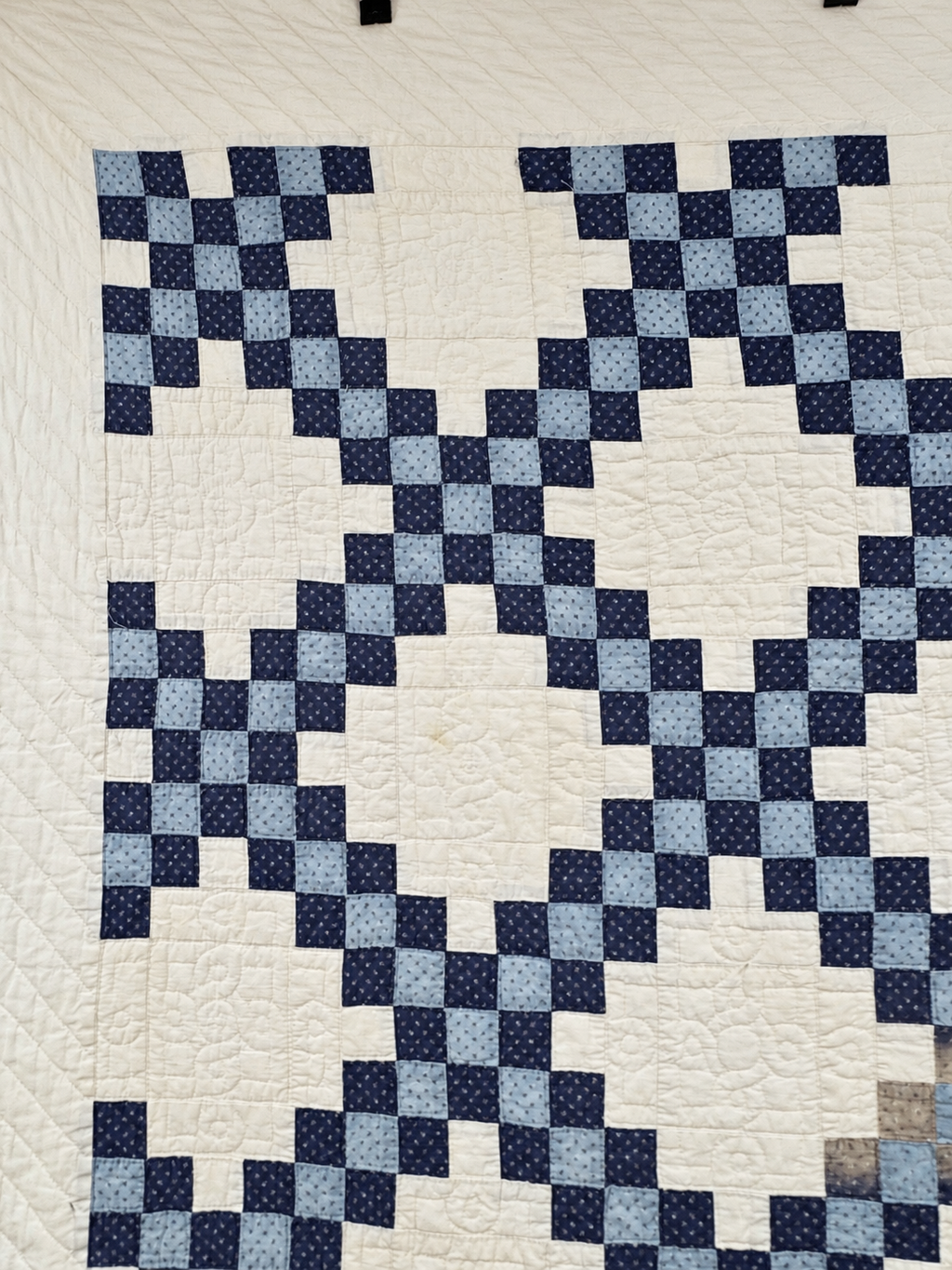 **SOLD Antique Quilt Blue Calico Double Irish Chain SOLD**