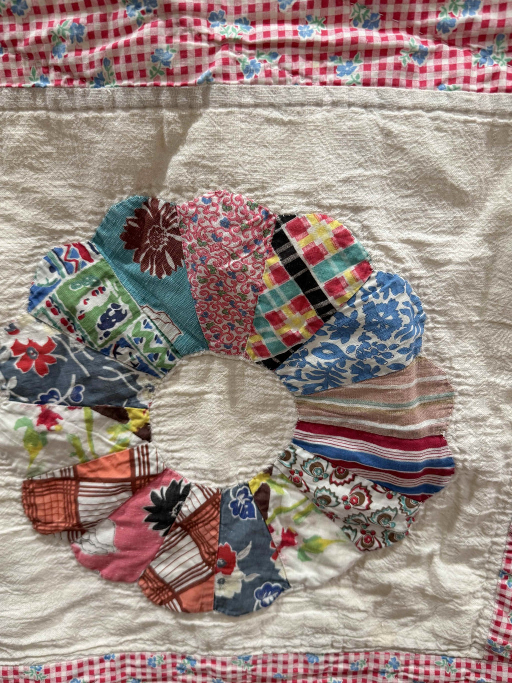 Vintage Quilt Calico Sash Dresden Plate Variation