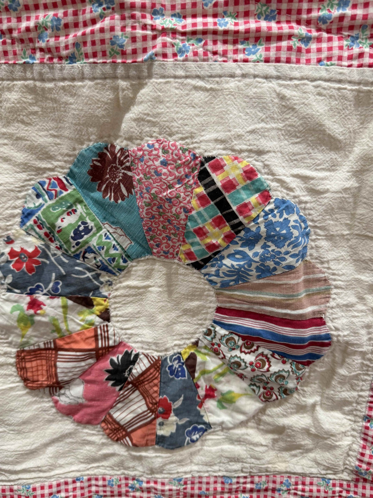 Vintage Quilt Calico Sash Dresden Plate Variation