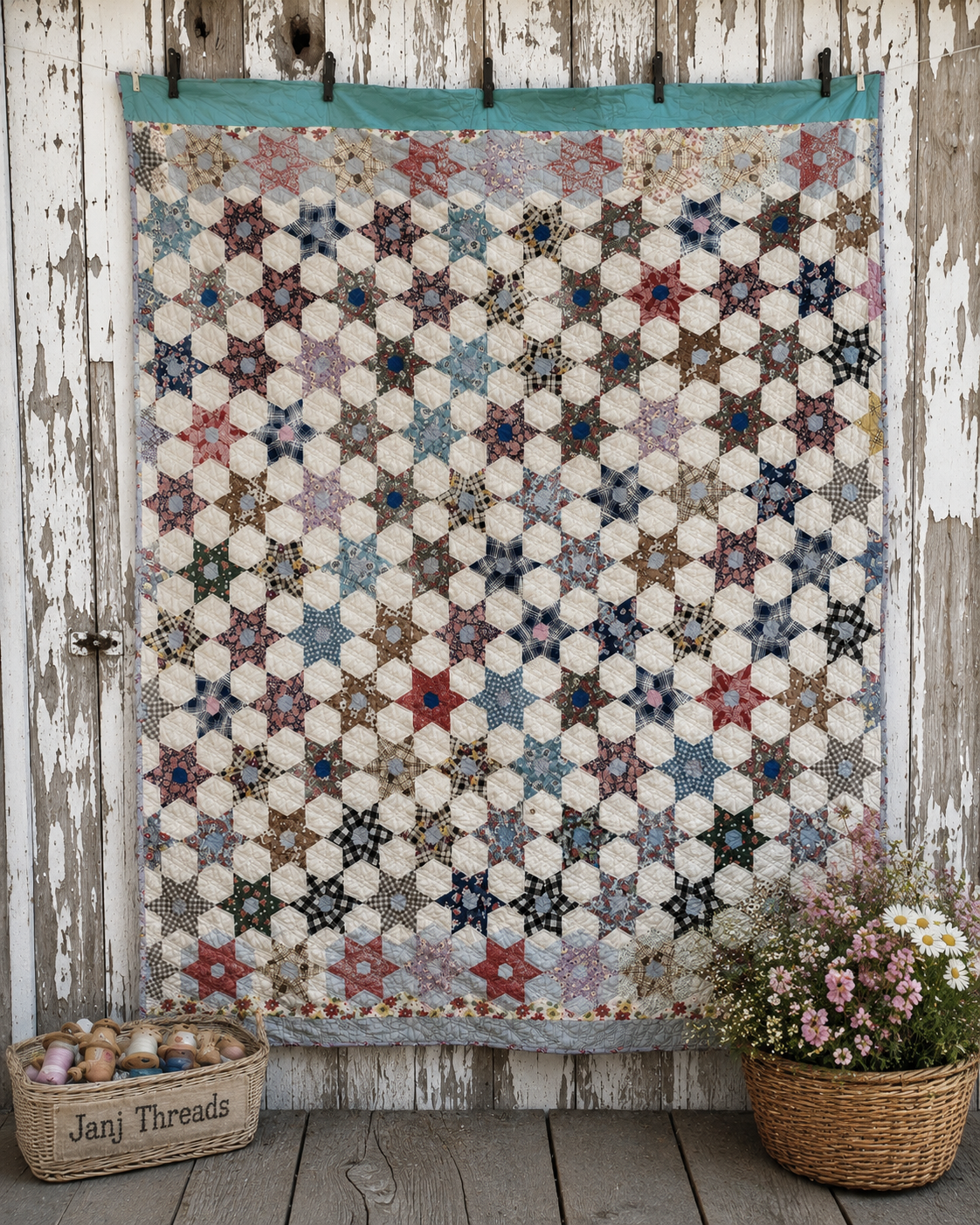 Vintage Quilt Star Garden