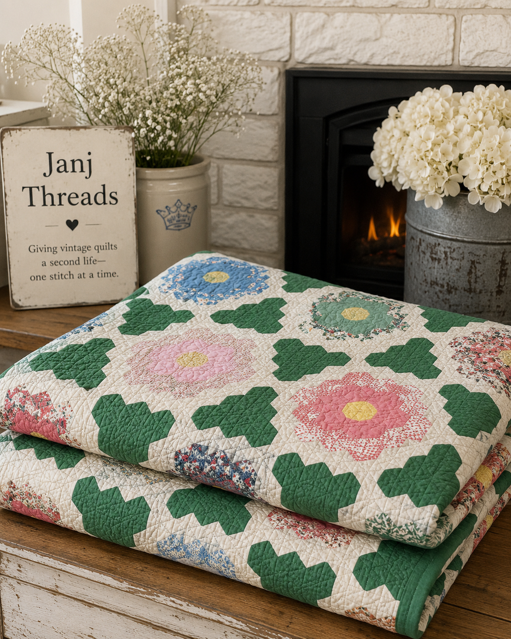 Vintage Quilt Grandmother's Flower Garden