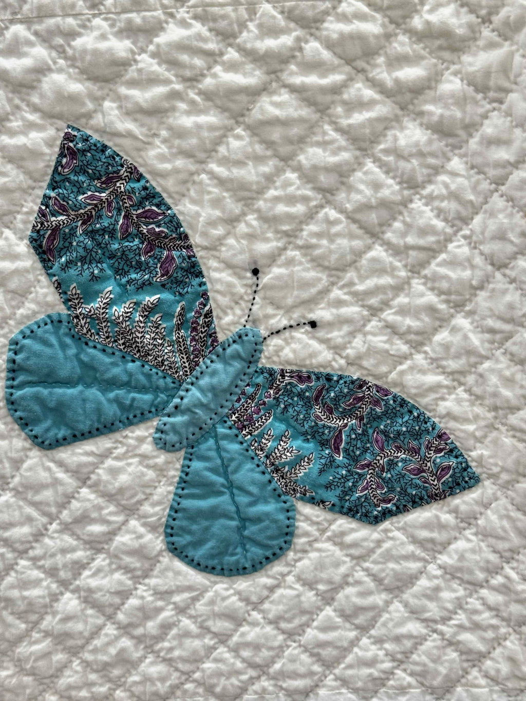 **SOLD Vintage Quilt Butterfly Applique on White  SOLD**