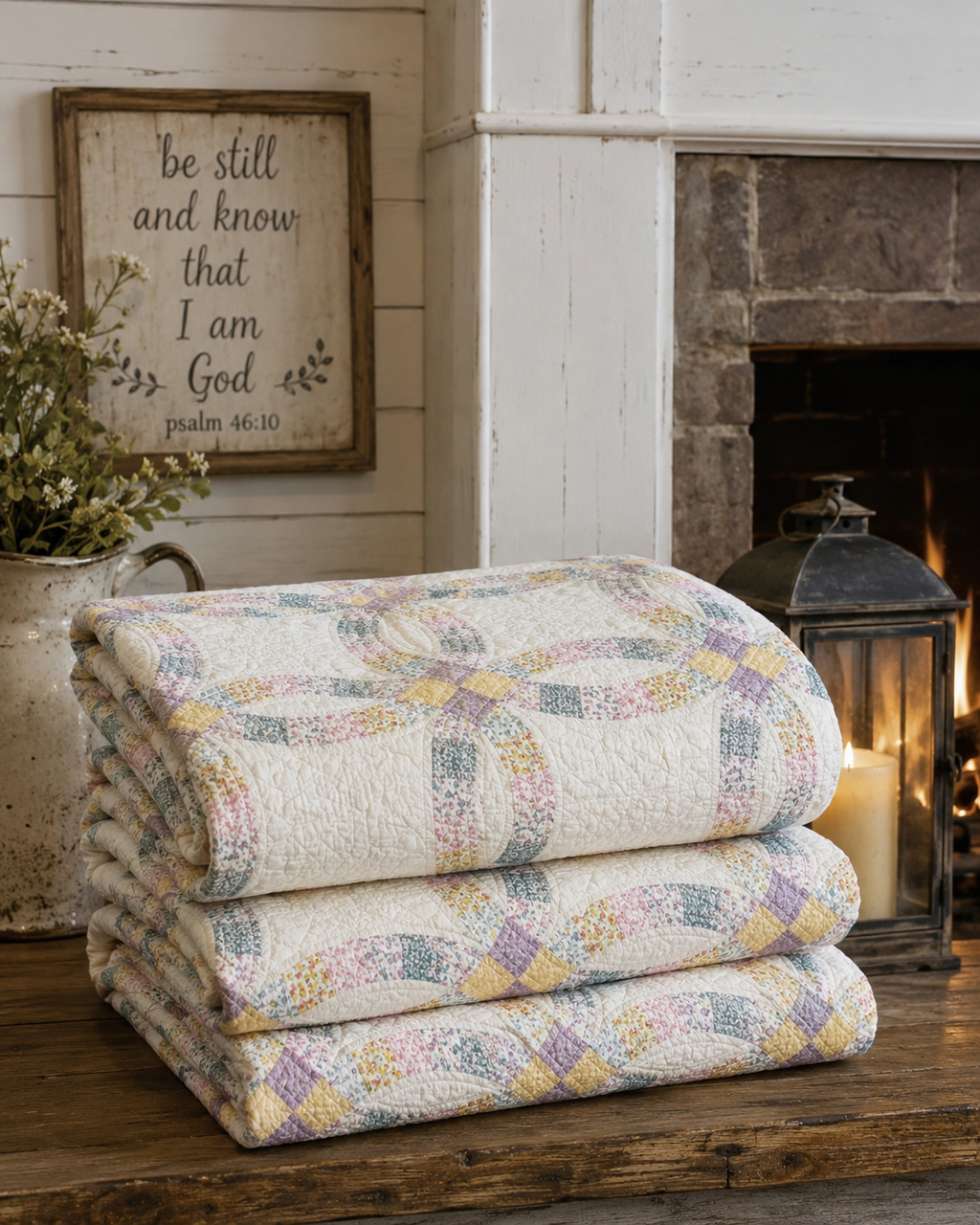 Vintage Double Wedding Ring Quilt