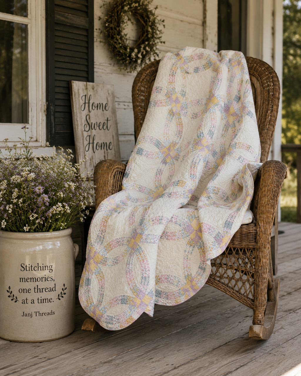 Vintage Double Wedding Ring Quilt