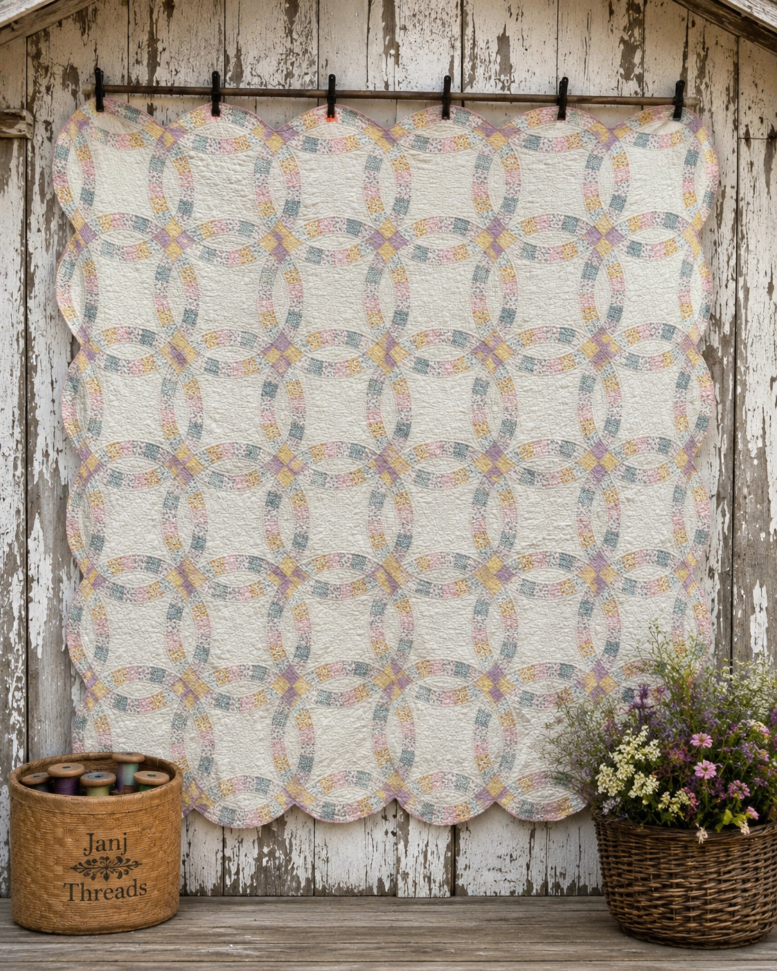 Double wedding ring quilt