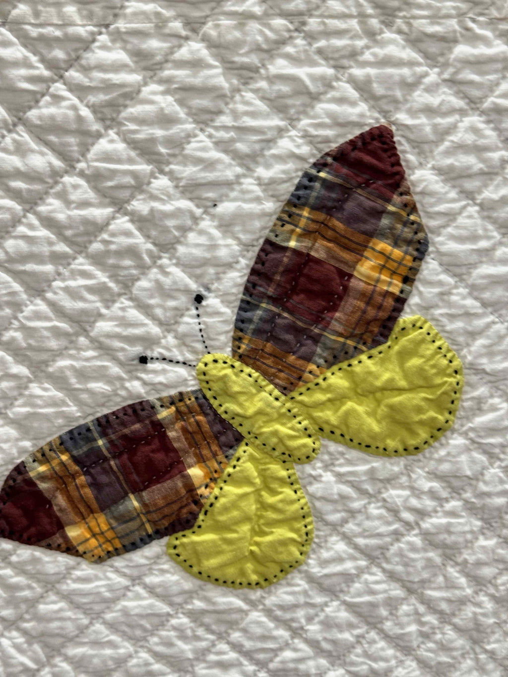 **SOLD Vintage Quilt Butterfly Applique on White  SOLD**