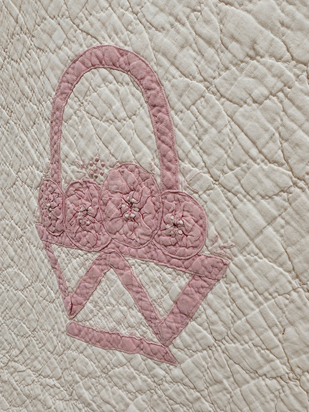 Vintage Quilt Pink Applique Basket