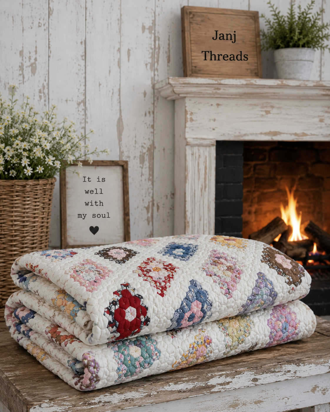 Vintage Martha Washington's Flower Garden Quilt