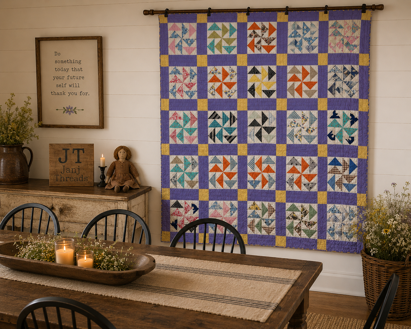 Vintage Dutchman's Puzzle Quilt