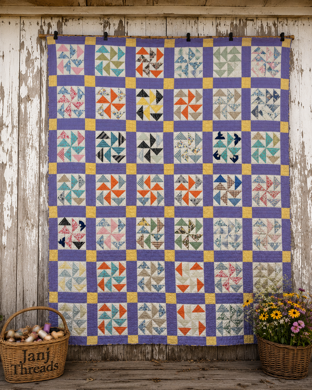 Vintage Dutchman's Puzzle Quilt