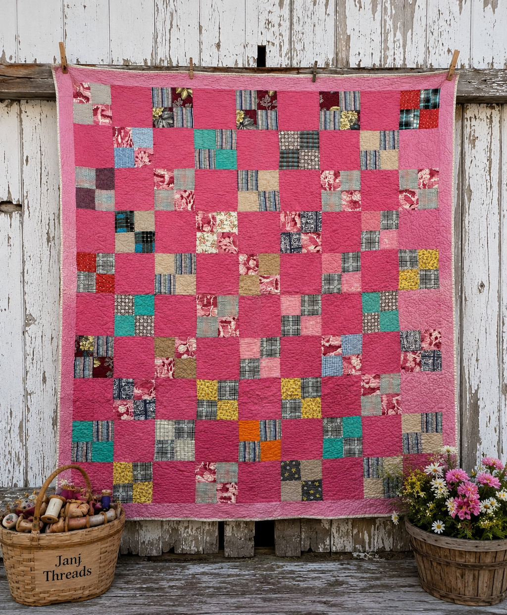 Vintage Four Patch Quilt