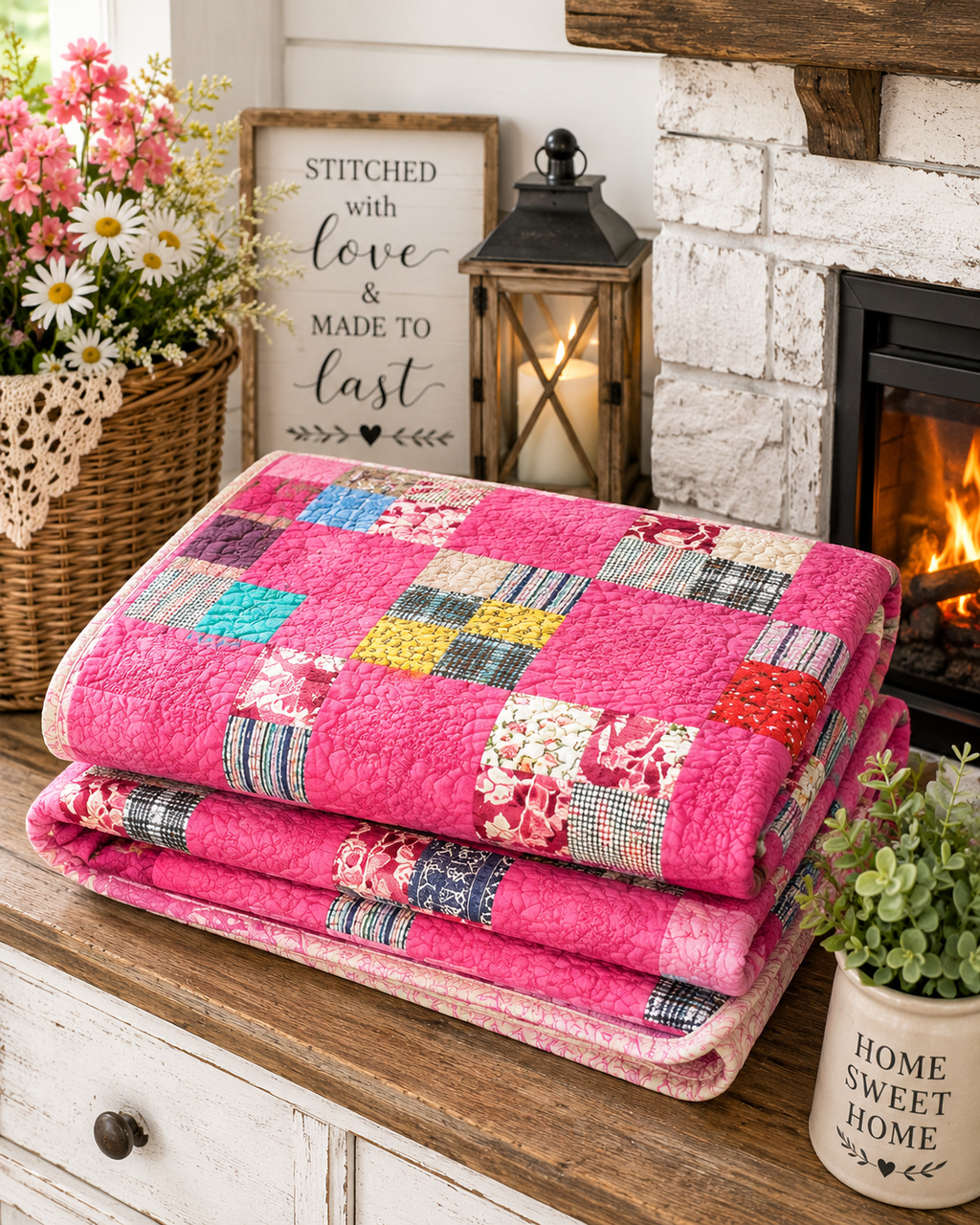 Vintage Four Patch Quilt