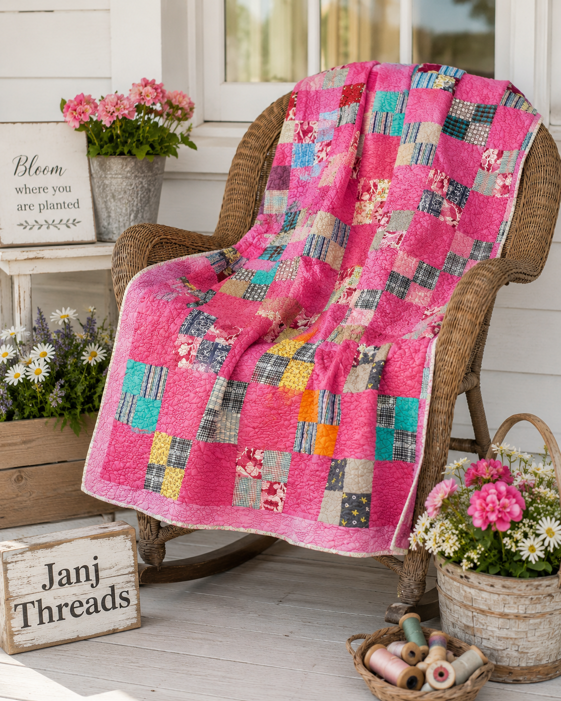 Vintage Four Patch Quilt