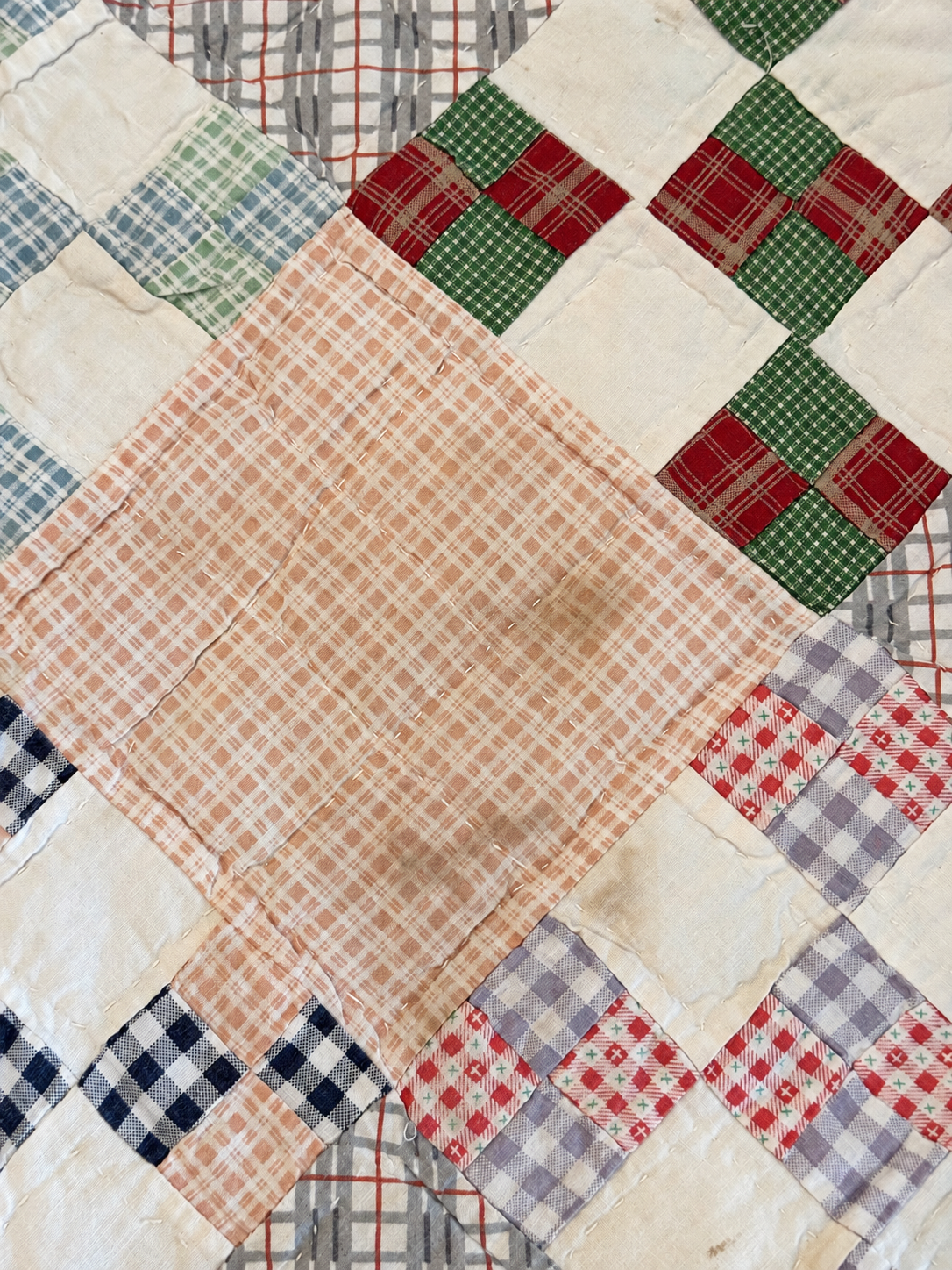 Vintage Quilt Nine Patch on Point