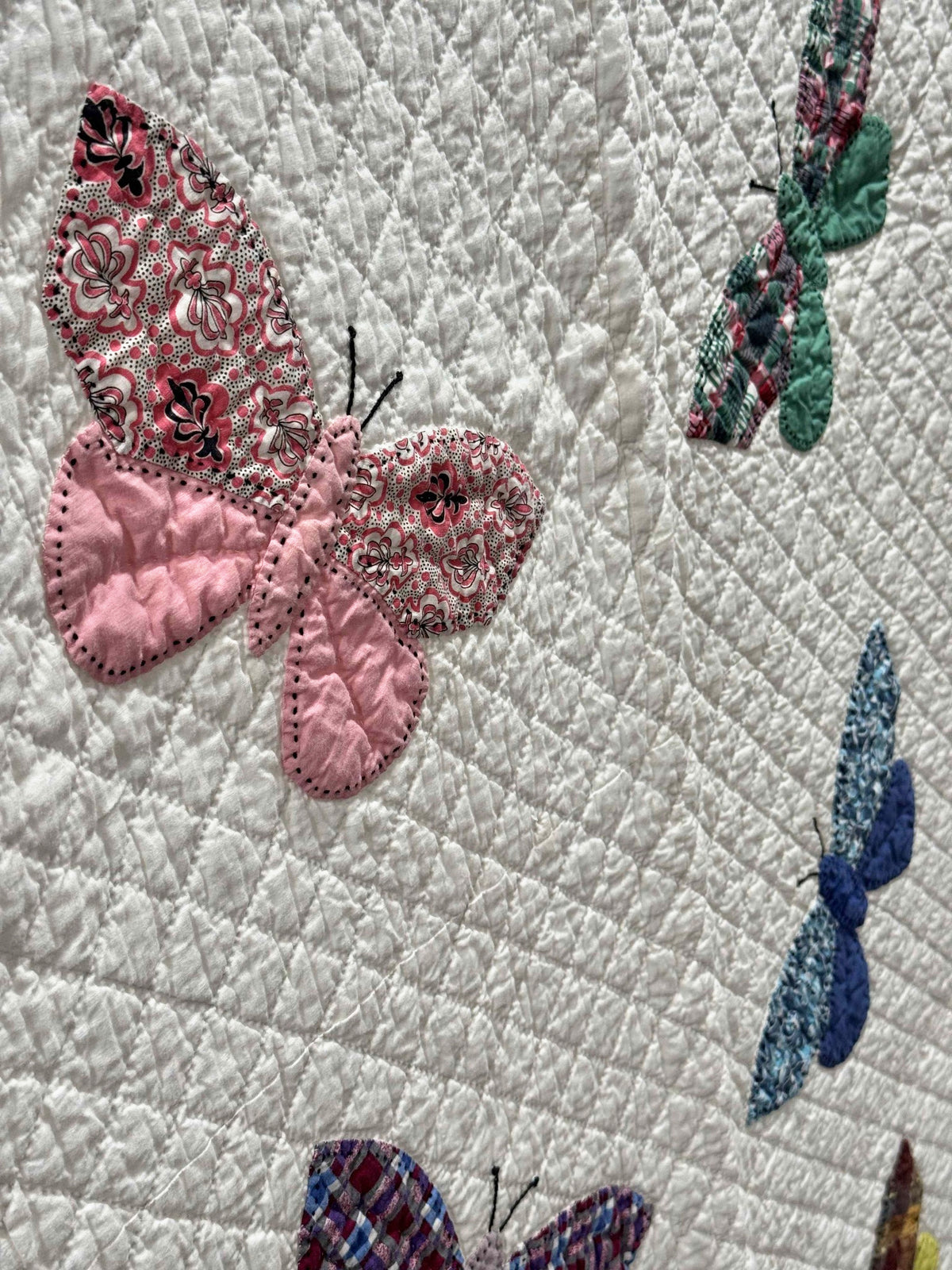**SOLD Vintage Quilt Butterfly Applique on White  SOLD**